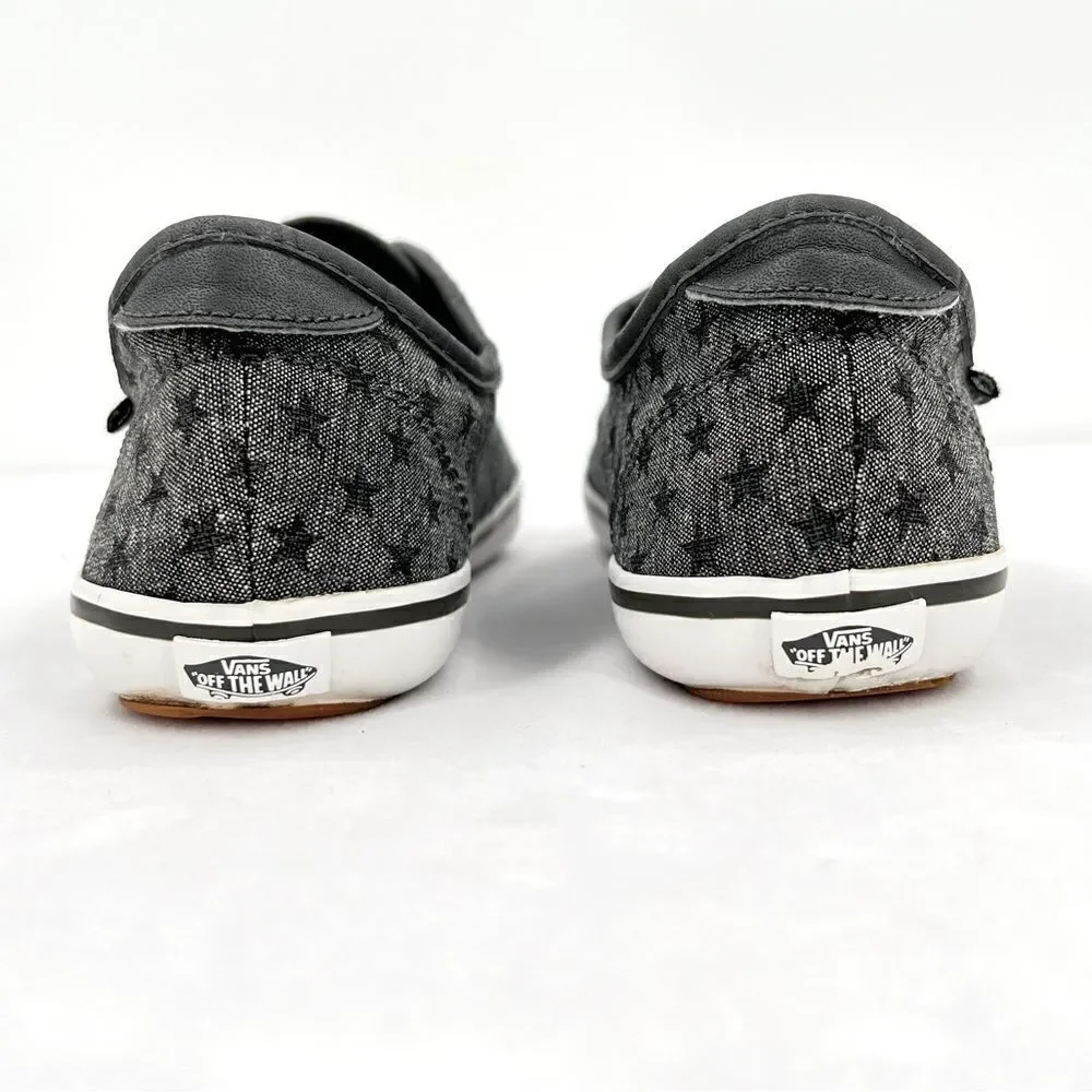 Vans Authentic Huntley Chambray Stars Gray White Sneakers Size 6.5